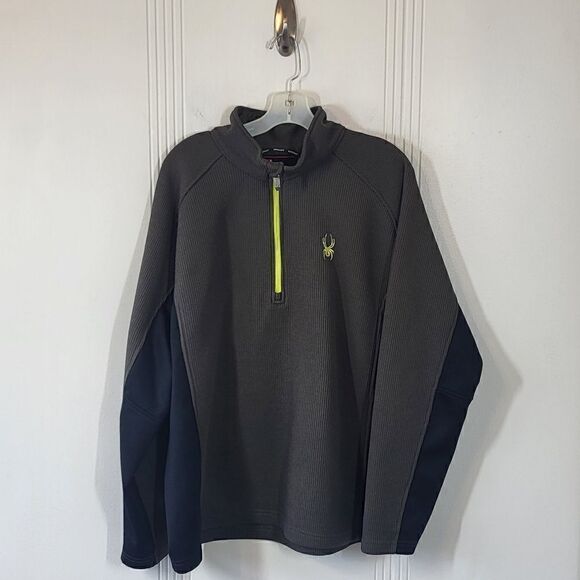 Plus Size Men's Spyder Black & Green Sweater - Picture 1 of 11